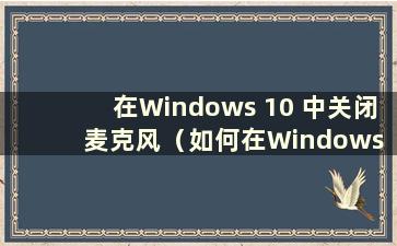 在Windows 10 中关闭麦克风（如何在Windows 10 中关闭麦克风）